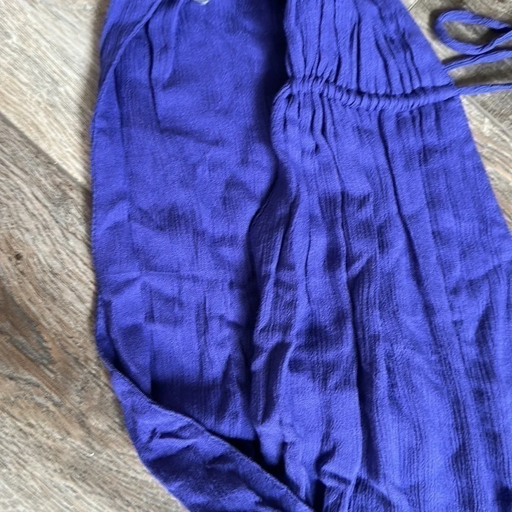 NWT free people romper size small royal blue Deep v neck ties bohemian